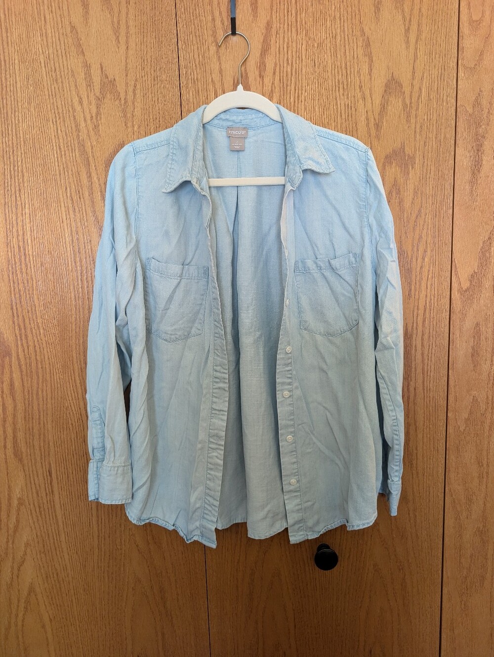 Chico's Light Blue Chambray Shirt Jacket